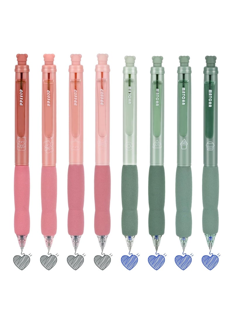 Generic Erasable Gel Pens Set, 0.5 mm Fine Point in Blue and Black Ink, Quick-Dry Smooth Writing for School, Office, Note Taking, and Journaling - 8 Pack in Pink and Green.  - Image 1