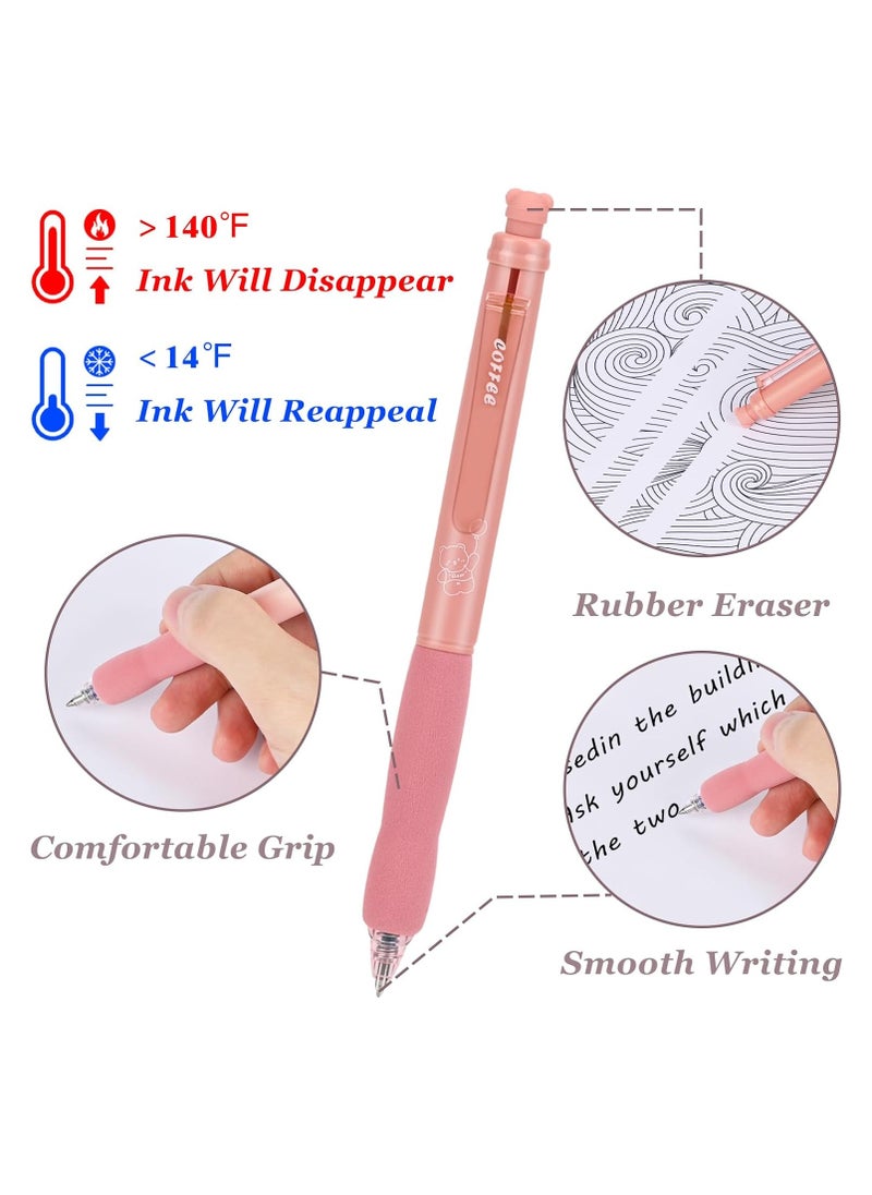 Generic Erasable Gel Pens Set, 0.5 mm Fine Point in Blue and Black Ink, Quick-Dry Smooth Writing for School, Office, Note Taking, and Journaling - 8 Pack in Pink and Green.  - Image 2
