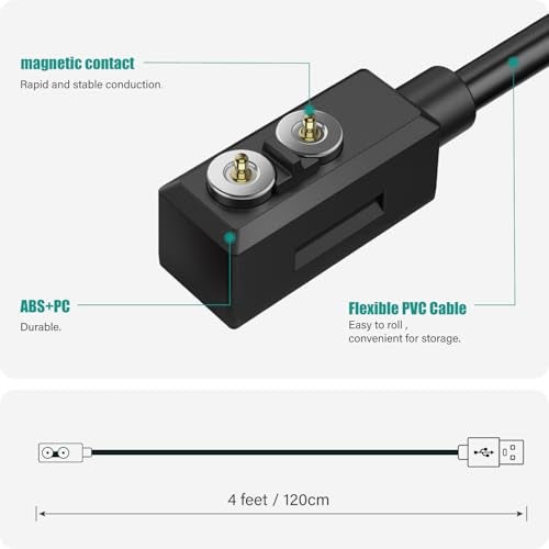 TUSITA Magnetic Charger Cable Compatible with LEDLENSER P&H Models Flashlight- 1.2M / 4ft. - Image 3