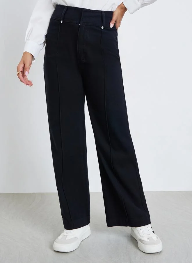 Styli Women High Rise Black Straight Leg Jeans