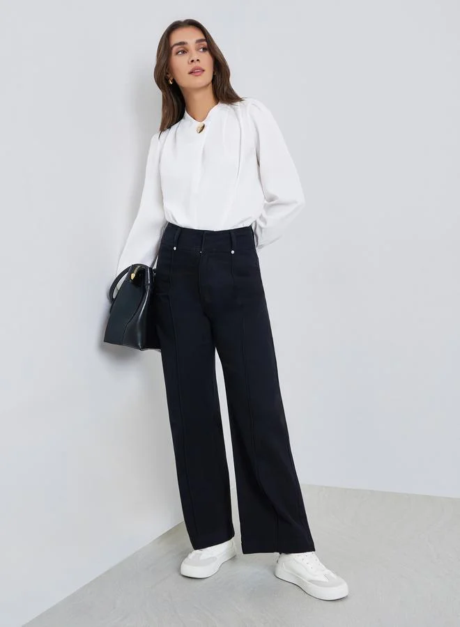 Styli Women High Rise Black Straight Leg Jeans