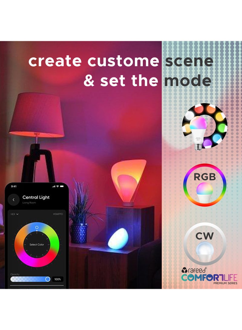 Rafeed RGB Light Smart Bulb – LED E27 Smart Light 12W, Tuya App & Voice Control, Works with Alexa & Google Home, Dimmable Color Changing Light for Home Use - Image 4
