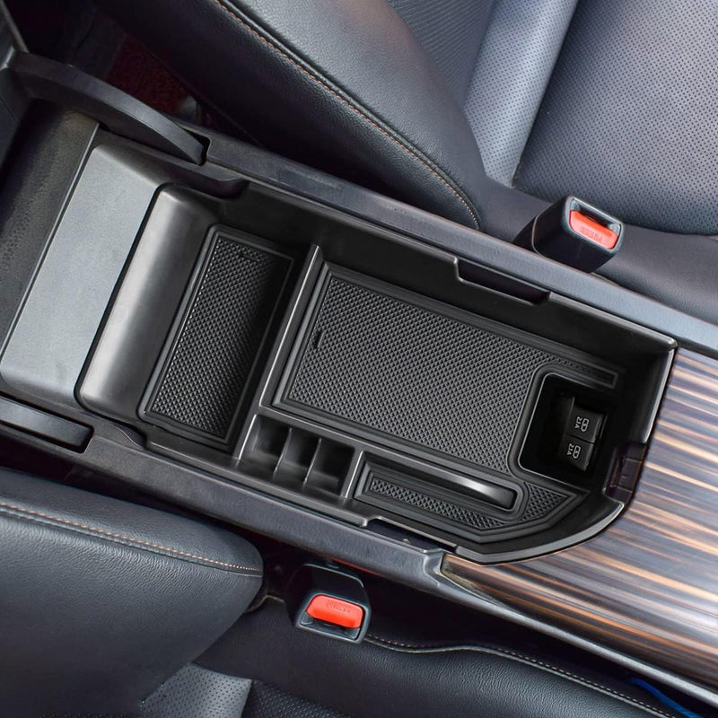 TACOBRO منظّم وحدة التحكم المركزية من TACORBO المتوافق مع كامري XLE وXSE 2018-2022 و2023 و2024 وكامري LE وSE 2020 و2021 و2022 و2023 و2024، صينية إدراج ملحقات، صندوق تخزين ثانوي لمسند الذراع، تشطيب أسود - Image 2