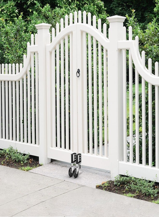 Ronlap عجلات رونلاب للبوابات الخشبية، عجلات دوارة بنابض للبوابات المعدنية المتأرجحة، عجلات بوابات شديدة التحمل للاستخدام الخارجي في المزارع، بكرات بوابات من الفينيل والخشب، 220 رطلاً، 4 بوصات، أسود - Image 5