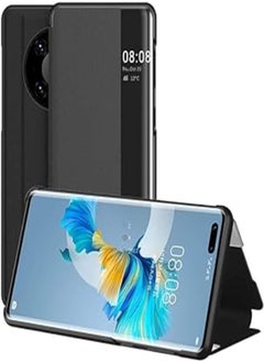 ELMO3EZZ Case for Huawei Mate 40 Pro, Smart View Window Flip Stand Cover PU Leather Protective Case for Mate 40 Pro [ Auto - off ] Not support magnetic (Mate 40 pro, Black)(Not Original)