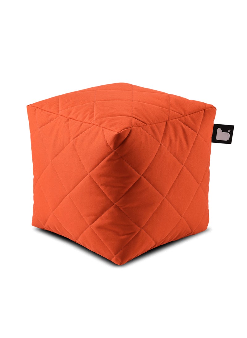 Extreme Lounging Extreme Lounging® - Original Quilted B-Box Pouf - Made in UK - Premium Quality Double Stitched Ottoman - UV Protected & Waterproof Stool, Ideal for Indoor & Outdoor Use - 40x40x40cm - Orange - Image 3