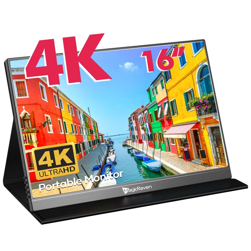 MAGICRAVEN 4K Portable Monitor, 16" 3840x2400 IPS Laptop Screen, 1500:1, 400 Nits Screen USB C HDMI Computer Gaming Display with Speakers & Smart Cover, Travel Monitor for PC Phone PS5/4 Xbox Switch - Image 1