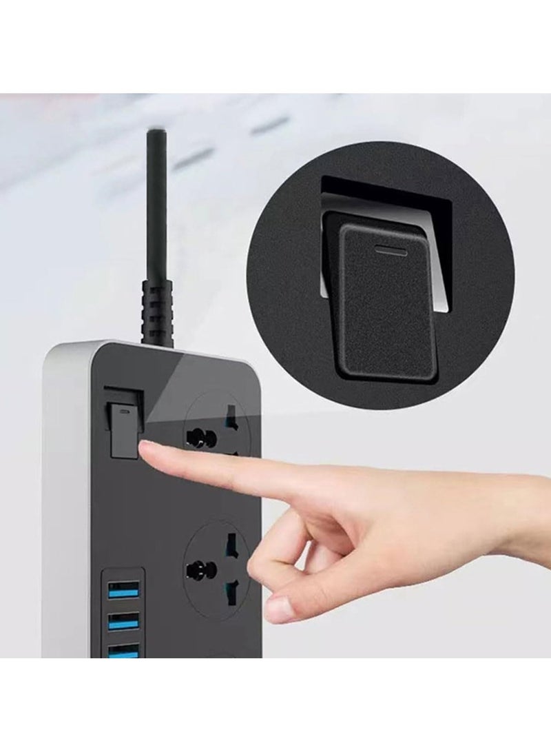 ECVV Power Strips with 3 Universal Plug Adapter Outlets, 6 USB Charger Ports, Outlet extender 2M Extension Cord, Household Socket Surge Protector Desk USB Charging Station for Home Office - Image 2