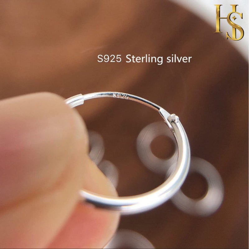 HighSpark أقراط هووب فضة 925 | أقراط هووب دائرية كلاسيكية من الفضة الاسترليني 92.5 بحجم من 10mm إلى 40mm | هدية رائعة للرجال والنساء والأولاد والبنات - Image 5