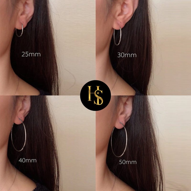HighSpark أقراط هووب فضة 925 | أقراط هووب دائرية كلاسيكية من الفضة الاسترليني 92.5 بحجم من 10mm إلى 40mm | هدية رائعة للرجال والنساء والأولاد والبنات - Image 3