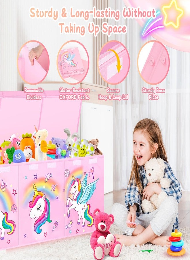 Mabahoo Extra Large Toy Chest, Collapsible Sturdy Toy Storage Organizer with Lids, 40"X14"X16" Large Kids Toybox Storage Bins Baskets for Girls, Boys, Nursery, Playroom, Pink - Image 4