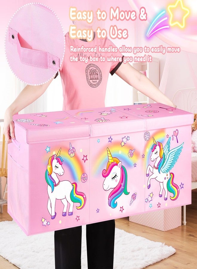 Mabahoo Extra Large Toy Chest, Collapsible Sturdy Toy Storage Organizer with Lids, 40"X14"X16" Large Kids Toybox Storage Bins Baskets for Girls, Boys, Nursery, Playroom, Pink - Image 5