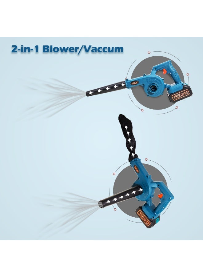 BONAI 2 in 1 Cordless Leaf Blower and Vacuum Lithium Electric Air Blower Dust Cleaner 8300–16300 RPM Portable with 2 Batteries Charger Nozzles for Car Home Garden BN-HK138 - Image 3