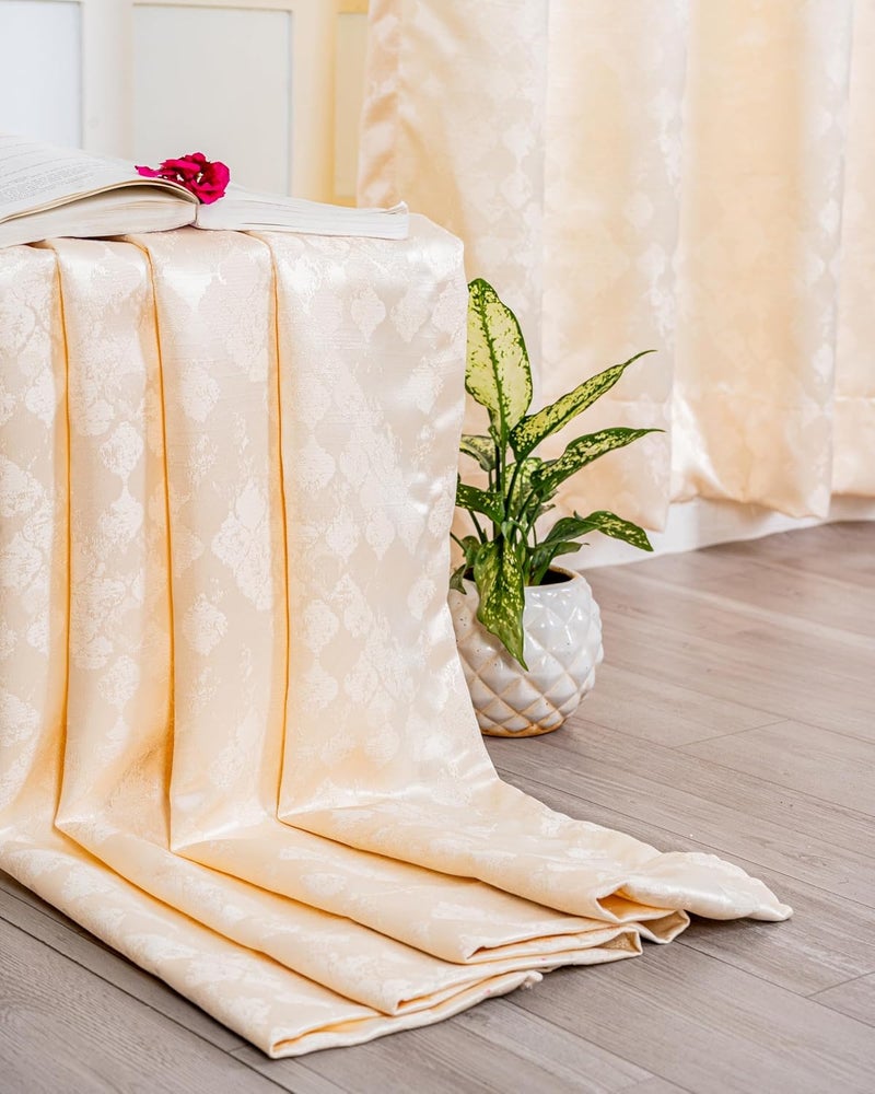 Parda Online Off White 9 ft Jaquard Fabric Smash Design Eyelet Long Window Curtain - Pack of 2 - Image 5