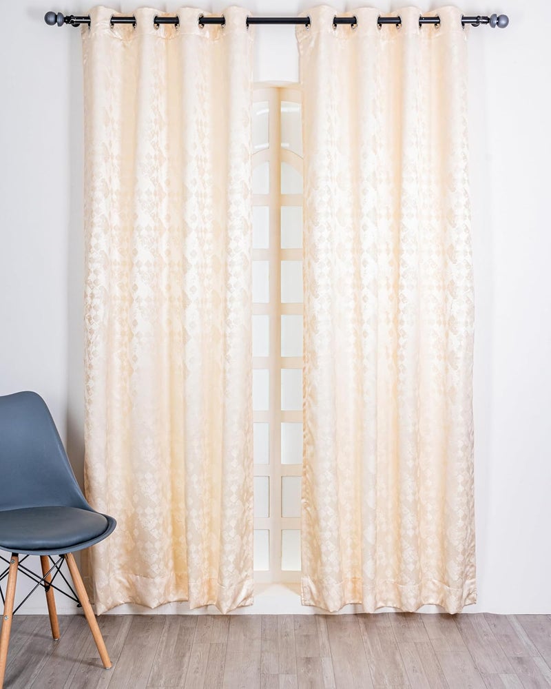 Parda Online Off White 9 ft Jaquard Fabric Smash Design Eyelet Long Window Curtain - Pack of 2 - Image 2