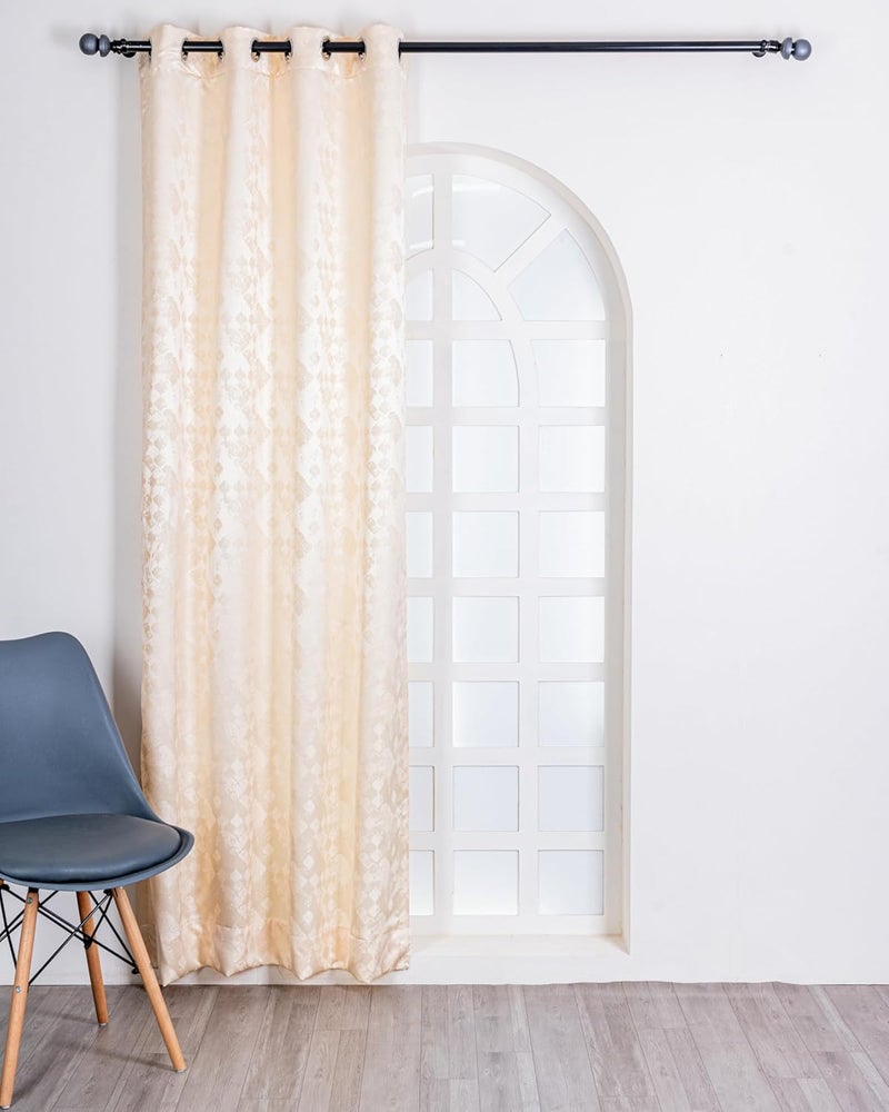 Parda Online Off White 9 ft Jaquard Fabric Smash Design Eyelet Long Window Curtain - Pack of 2 - Image 3