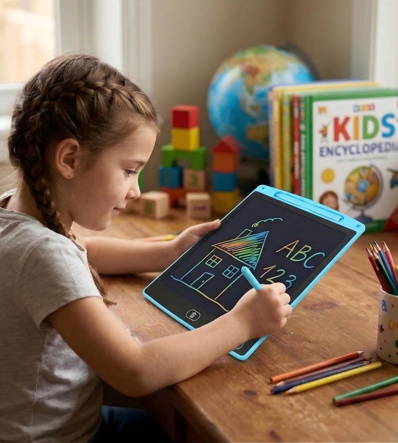 لوحة كتابة LCD بحجم 12 بوصة، لوحة رسم قابلة لإعادة الاستخدام مع مسح بزر واحد، لوحة كتابة إلكترونية خفيفة الوزن للأطفال والطلاب والمكتب والمنزل (أزرق بحري) - Image 2