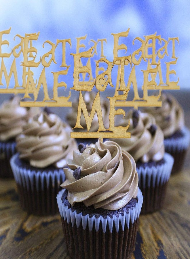 Summer-Ray.com Summer-Ray 50pcs Wooden Eat Me Cupcake Topper Alice in the Wonderland Cupcake Topper - Image 4