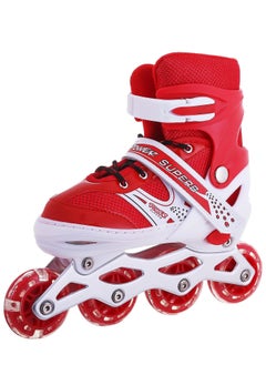 POWER Adjustable Roller Skate Shoes LED Light Single Row Wheels, Red/White Size Small 31-34  - Image 3