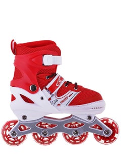 POWER Adjustable Roller Skate Shoes LED Light Single Row Wheels, Red/White Size Small 31-34  - Image 4