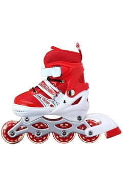 POWER Adjustable Roller Skate Shoes LED Light Single Row Wheels, Red/White Size Small 31-34  - Image 5