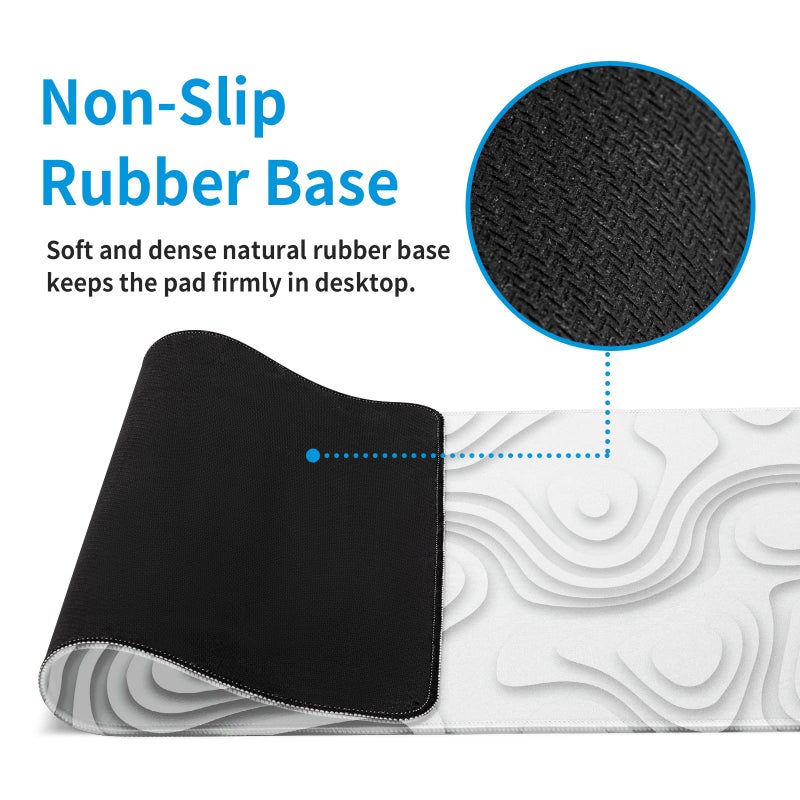 llzdeuan Solid Geometry Large Gaming Mouse Pad White Mouse Pad Gaming Big Desk Pad Desk Mat with Stitched Edge 31.5''x11.8'' Computer Mousepad Waterproof Desk Protector - Image 5