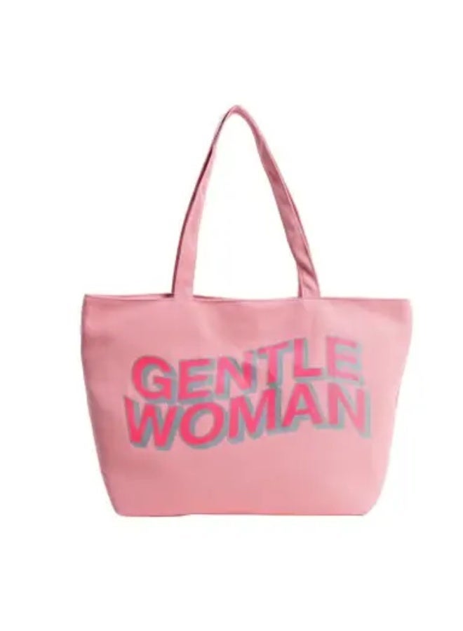 Gentle woman large letter print canvas bag shoulder bag