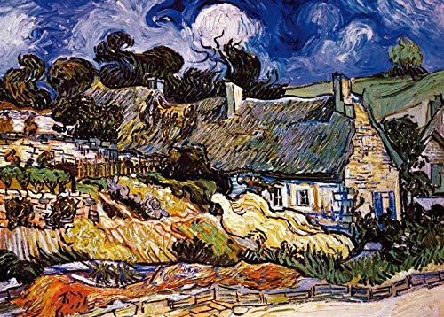 Moruska Thatched Cottages at Cordeville by Vincent Van Gogh Jigsaw Puzzle 1000 Piece Museum Collection Famous Painting Art Puzzles for Adults - Image 1
