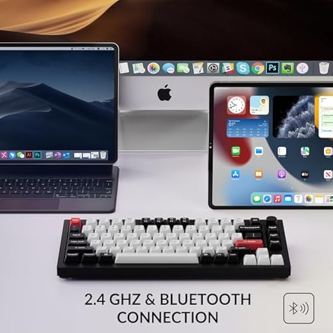rayihni Q1 HE WIRELESS CUSTOM MECHANICAL KEYBOARD WITH HALL EFFECT GATERON DOUBLE-RAIL MAGNETIC SWITCH RAPID TRIGGER, QMK 2.4 GHZ BLUETOOTH 5.2 RGB COMPATIBLE WITH MAC WINDOWS LINUX (HOT-SWAPPABLE) - Image 2