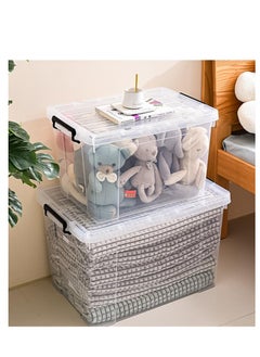 Golden Plastic Storage Box Clear Plastic Storage Box With Lid Organize Your Home and Kitchen items with  Organizer Box Storage Moving Boxes For Toys, Books, Snacks, Shoes 61L x 42.5H x 35W  - Image 5