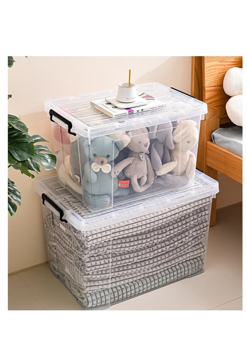 Golden Plastic Storage Box Clear Plastic Storage Box With Lid Organize Your Home and Kitchen items with  Organizer Box Storage Moving Boxes For Toys, Books, Snacks, Shoes 61L x 42.5H x 35W - Image 5
