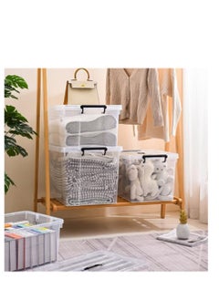 Golden Plastic Storage Box Clear Plastic Storage Box With Lid Organize Your Home and Kitchen items with  Organizer Box Storage Moving Boxes For Toys, Books, Snacks, Shoes 61L x 42.5H x 35W  - Image 3