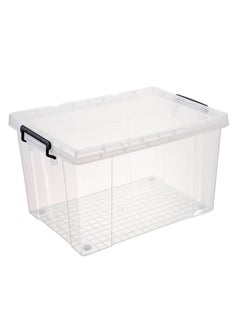Golden Plastic Storage Box Clear Plastic Storage Box With Lid Organize Your Home and Kitchen items with  Organizer Box Storage Moving Boxes For Toys, Books, Snacks, Shoes 61L x 42.5H x 35W  - Image 1