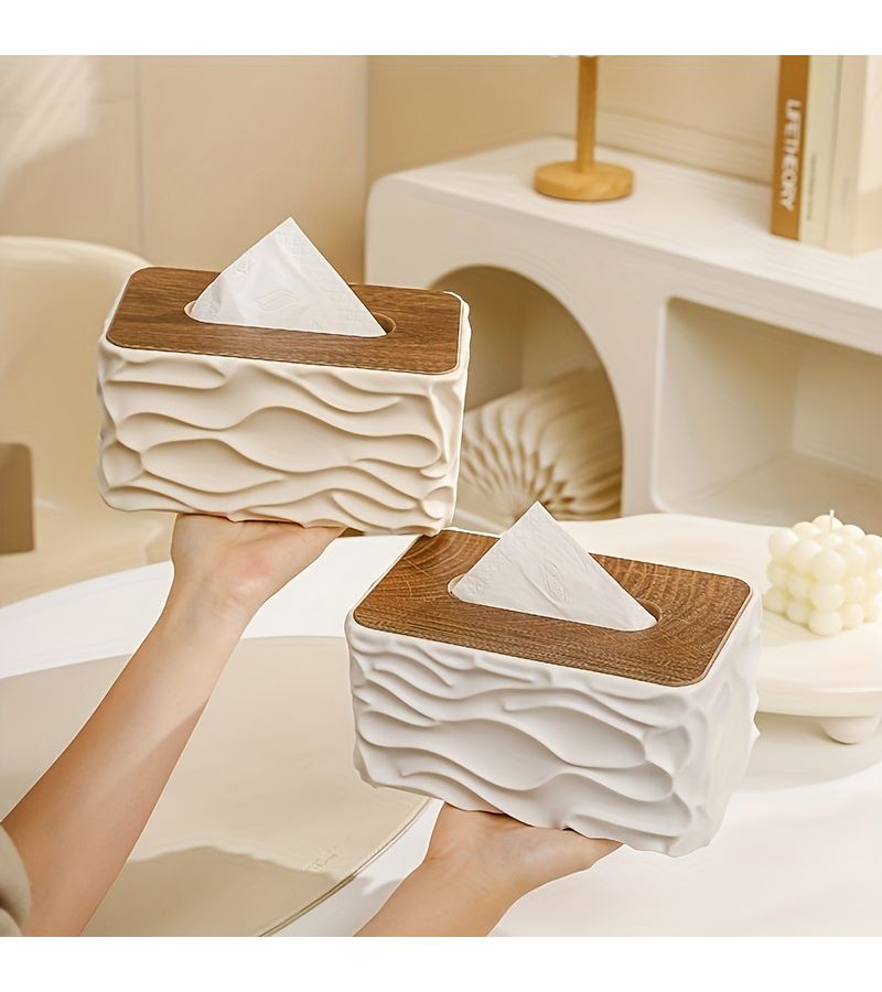 1 ZXF Modern Minimalist Large Tissue Box With Polished Black Upgraded Lid Square Plastic Storage Holder For Bathroom Living Room Durable Napkin Dispenser Space Saving Design Home Decor - Image 4