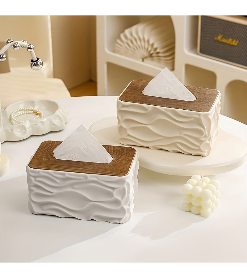 1 ZXF Modern Minimalist Large Tissue Box With Polished Black Upgraded Lid Square Plastic Storage Holder For Bathroom Living Room Durable Napkin Dispenser Space Saving Design Home Decor - Image 1
