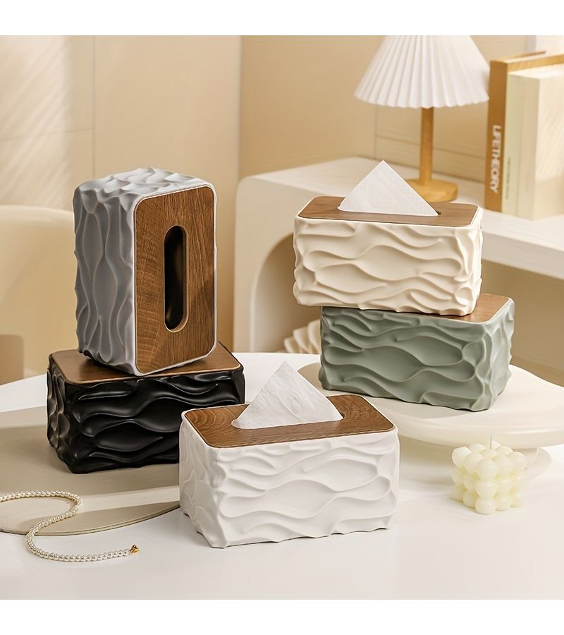 1 ZXF Modern Minimalist Large Tissue Box With Polished Black Upgraded Lid Square Plastic Storage Holder For Bathroom Living Room Durable Napkin Dispenser Space Saving Design Home Decor - Image 2