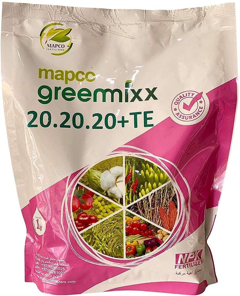 Mapco Greemixx NPK 20-20-20 Water Soluble Fertilizer 1KG for Optimal Plant Growth - Image 1