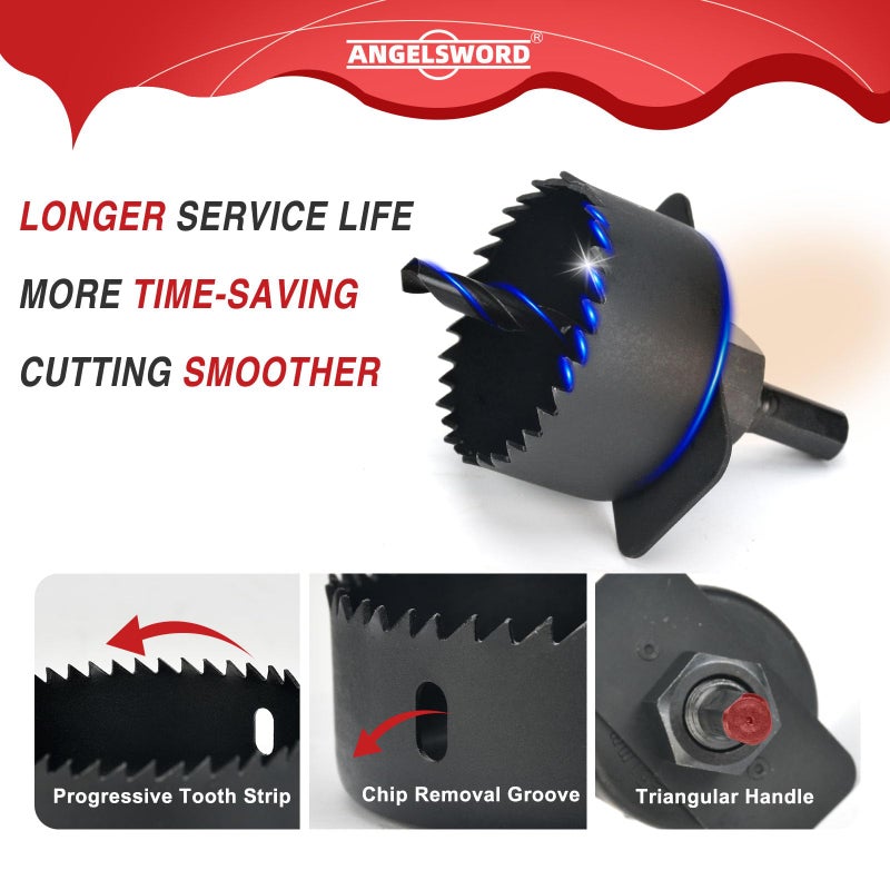 ANGELSWORD Hole Saw Set 24 PCS Hole Saw Kit, Hole Saw Drill Bit Kit, 3/4"-6" (19-152mm) 14 PCS Saw Blades, for Drywall, Soft Wood, Plywood, Plastic, PVC - Image 4