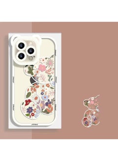 X-level iPhone 13 Pro Max Mobile Case Cover Flowers Bear Camera Protector Clear Back Cover with Lovely Strap Bracelet Chain for Girls Women  - Image 4