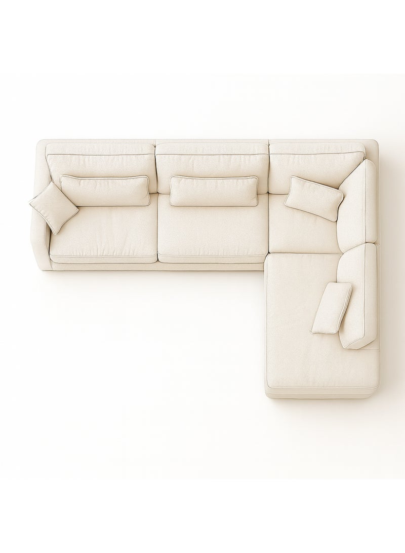 KUSTOMDECO Luxury Modular L-Shape Sectional Sofa | Plain Fabric Corner Sofa |Customizable Sectional Sofa  Oversized Modern with Left or Right Facing for Living Room Furniture (Off white) - Image 4