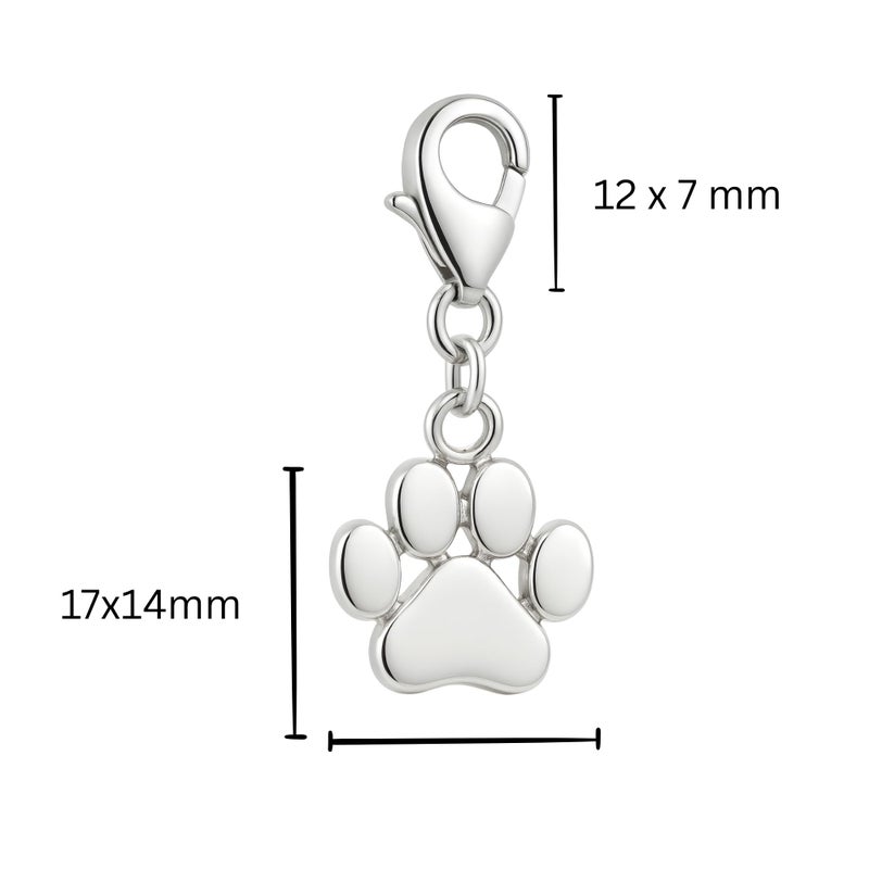Sexy Sparkles Dog Paw Charm â€“ Clip-On with Lobster Clasp, Compatible with Charm Bracelets, Necklaces, and Accessories, Made of Copper and Alloy - Image 2