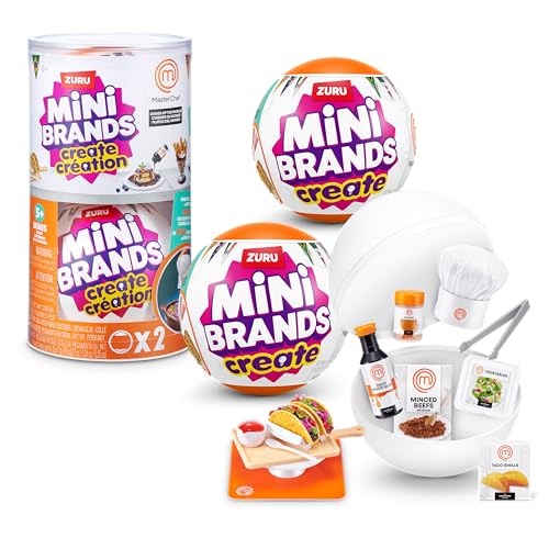 Mini Brands Create MasterChef Series 2 by ZURU 2 Pack Real Mini Dishes with Ingredients UV LED Tool Recipe Card DIY Toy Capsule NonEdible Collectible for Kids Teens and Adults - Image 1