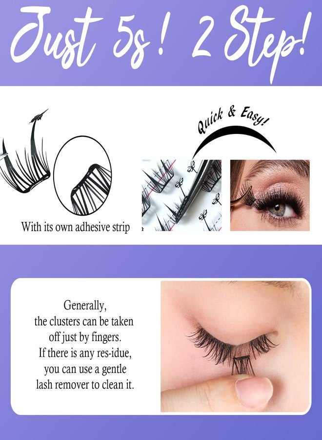 BERSHNOR Pre Glued Lash Clusters with Butterfly Glueless Eyelash Clusters Press on Lashes No Glue Needed - Image 5
