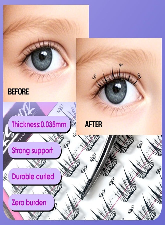 BERSHNOR Pre Glued Lash Clusters with Butterfly Glueless Eyelash Clusters Press on Lashes No Glue Needed - Image 3