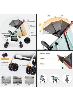Beauenty Light Weight Fold Strollers, Safety Comfortable Strollers with Extra Storage and Sunshade Canopy Stroller, Pram Push Chair Suitable for Newborn Babies Travel Strollers (6-36 Months)  - Image 4