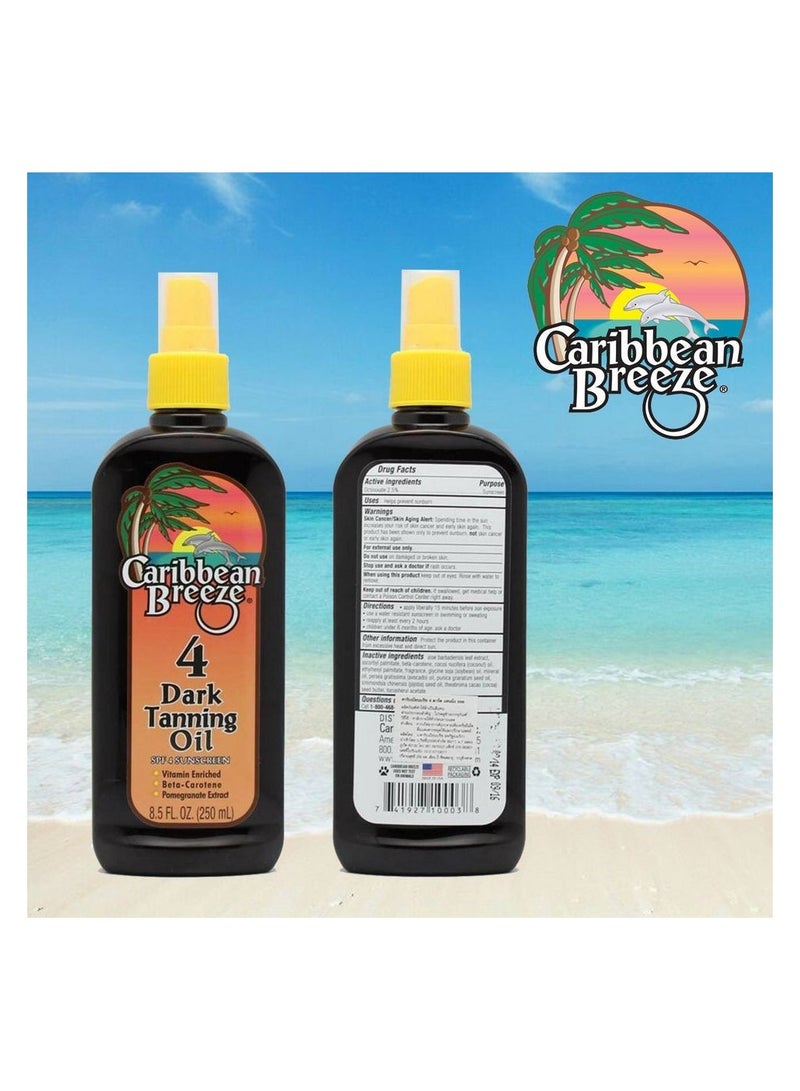 كاريبيان بريز زيت تسمير تان غامق بعامل حماية 4 250مل