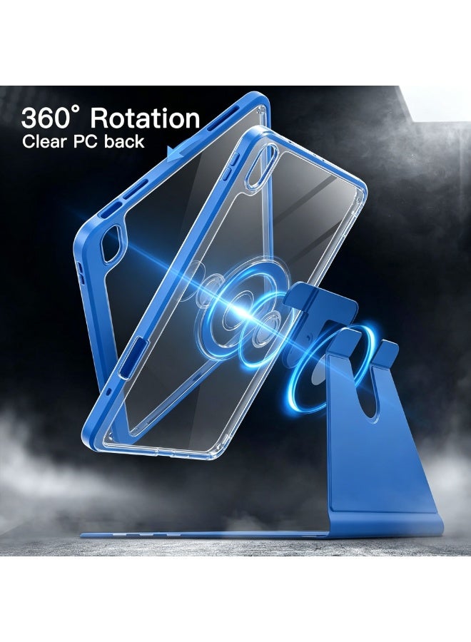 Rotating Case for iPad (A16) 11th/10th Generation (2025/2022) with Pencil Holder, 360 Degree Rotation Protective Stand Cover Clear Back, Auto Wake/Sleep (Blue) - Image 3