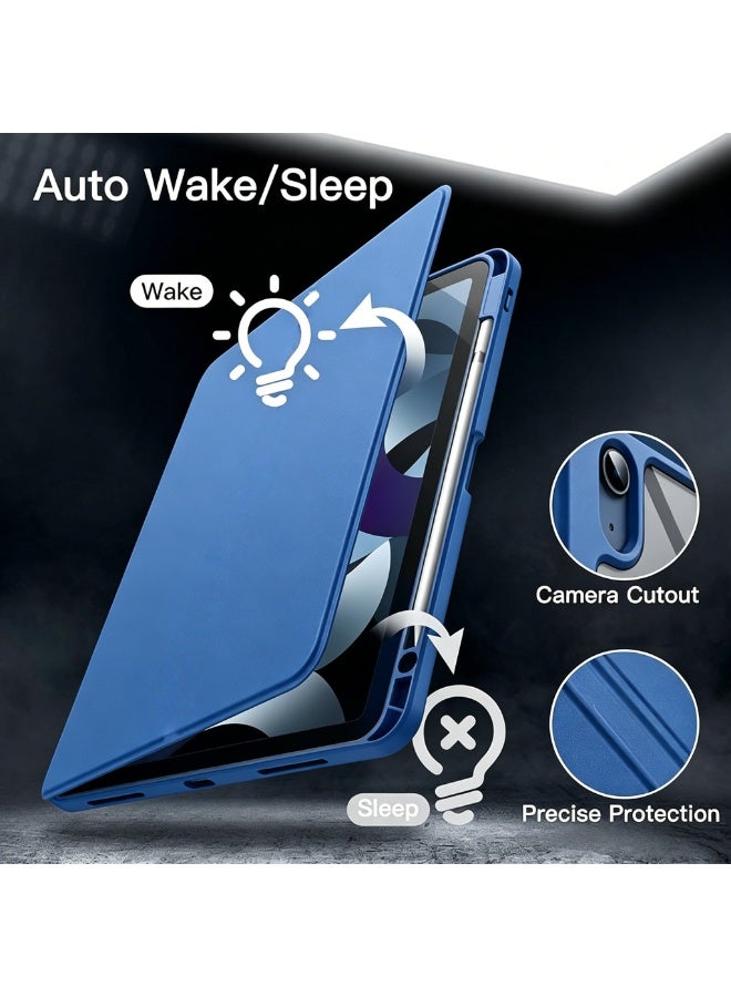 Rotating Case for iPad (A16) 11th/10th Generation (2025/2022) with Pencil Holder, 360 Degree Rotation Protective Stand Cover Clear Back, Auto Wake/Sleep (Blue) - Image 4