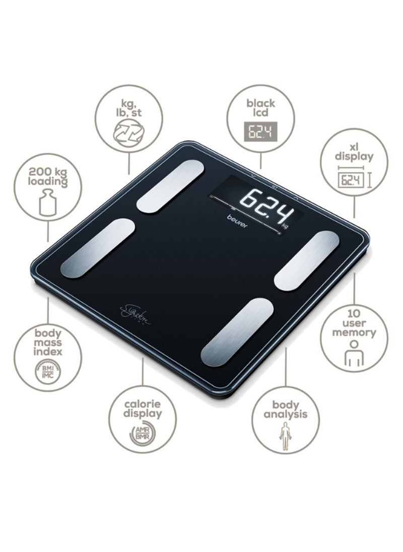 Beurer - BF 400 - Black Signature Line Diagnostic Scale – Precise Body Analysis for Up to 10 People | Large Inverse LCD Display | 200 kg Capacity - Image 1