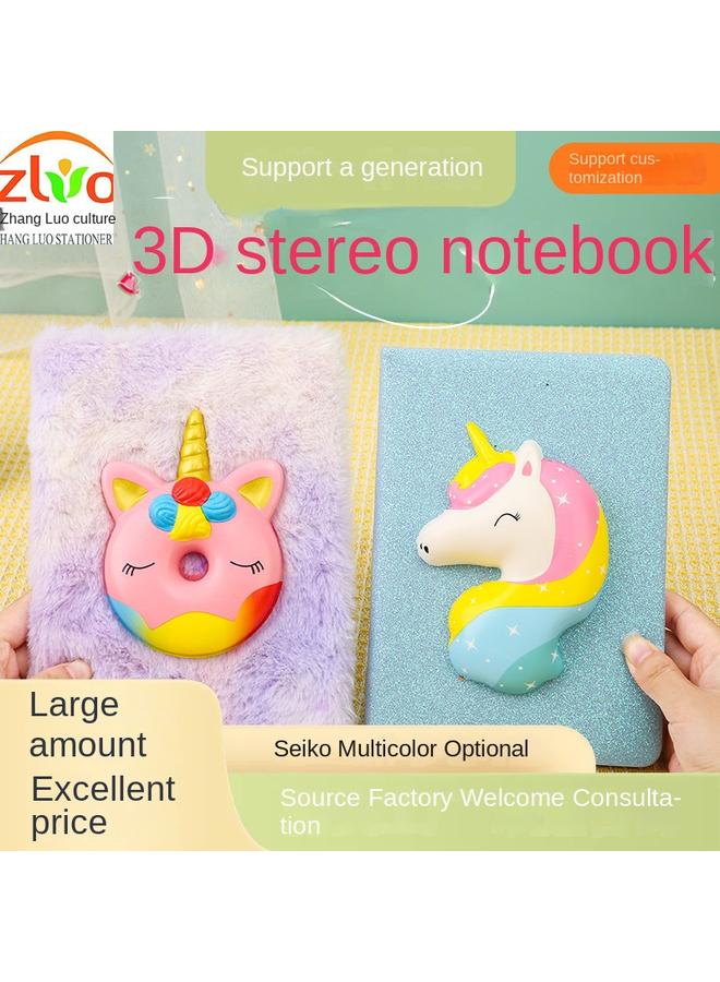 Bluejw A5 Cross-border Decompression Slow Rebound Plush Hand Account Book Stationery Suit Book High-value Girl's Heart Notebook - Image 2